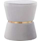 Gemma Ottoman in Silver Velvet & Gold Metal